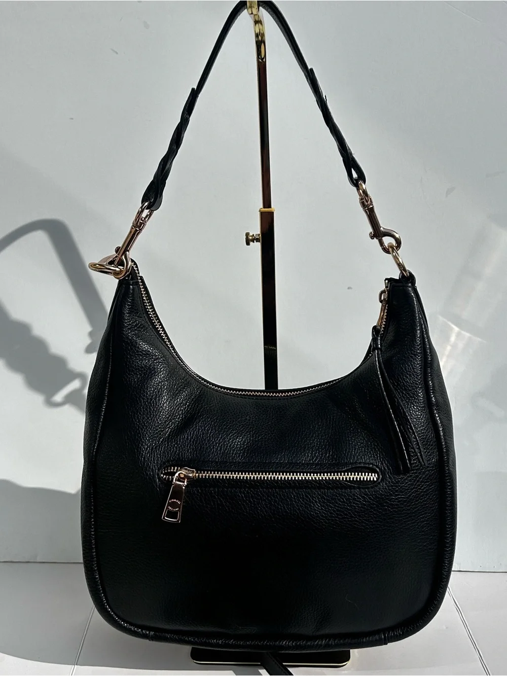 COACH C9190 Jules Hobo In Black Pebble Leather Classic Shoulder Bag Handbag